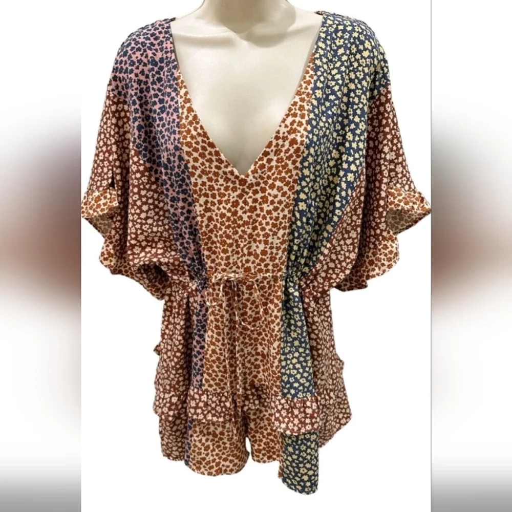 The Impeccable Pig Romper Small Boho Revival Patchwork Tomato Girl
